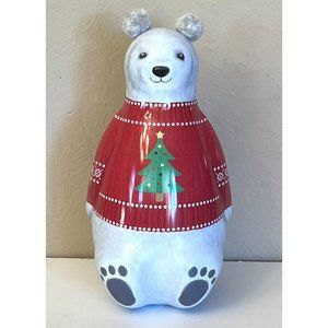 The Silver Crane Christmas Polar Bear Shaped Tin Canister Collectable Gift Packa